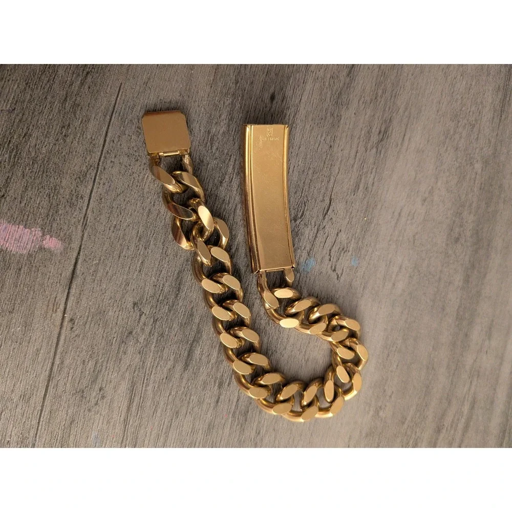 Speidel USA Mens‎ Gold Tone Curb Chain ID Bracelet Engraved Scott Vintage Style